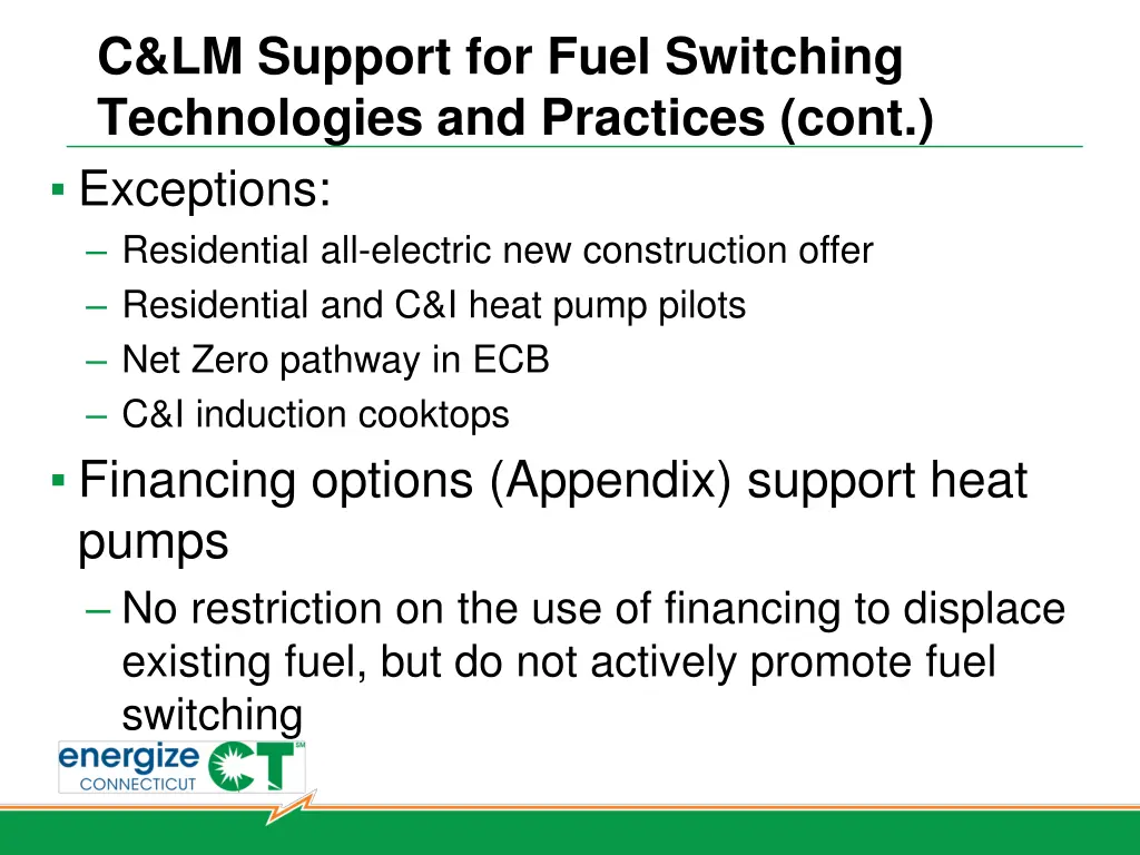 c lm support for fuel switching technologies