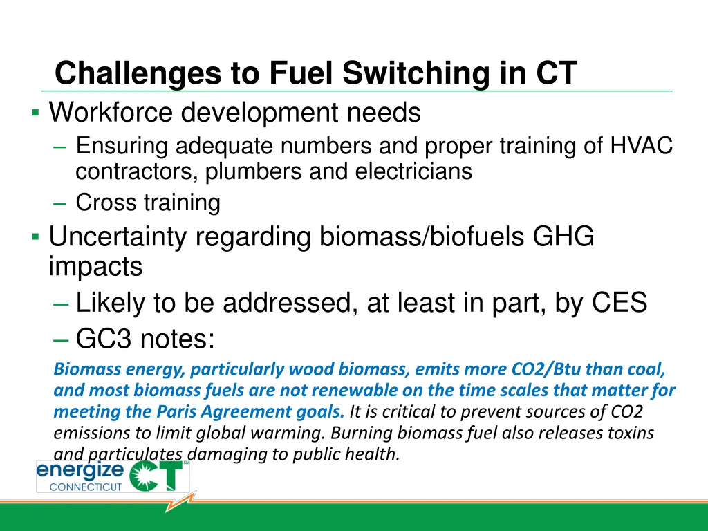 challenges to fuel switching in ct workforce
