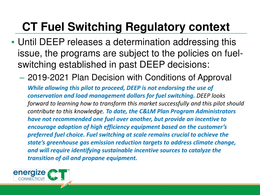 ct fuel switching regulatory context until deep