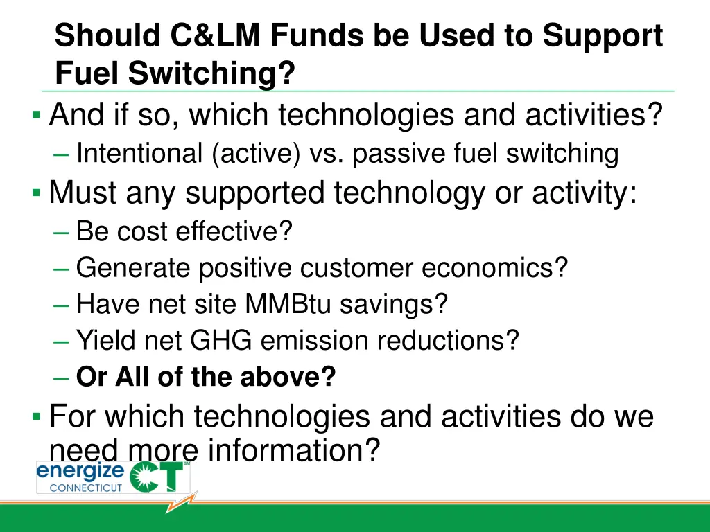 should c lm funds be used to support fuel