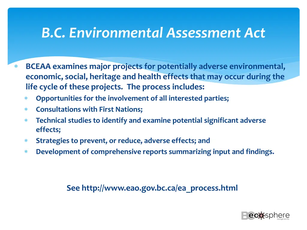 b c environmental assessment act