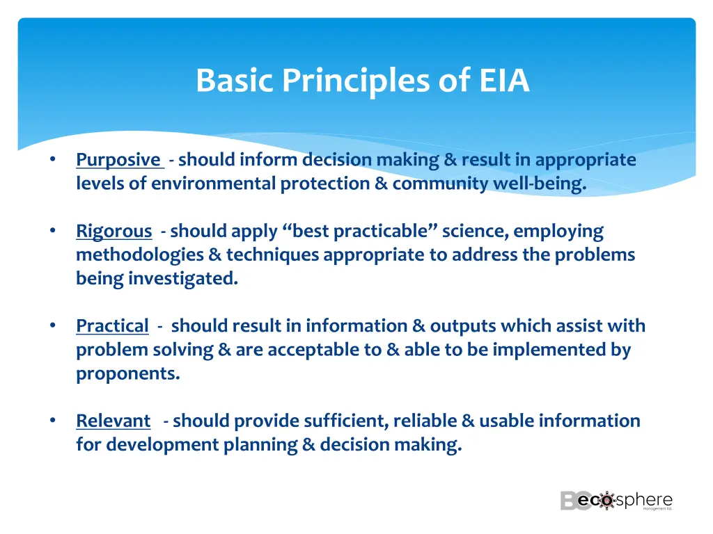 basic principles of eia