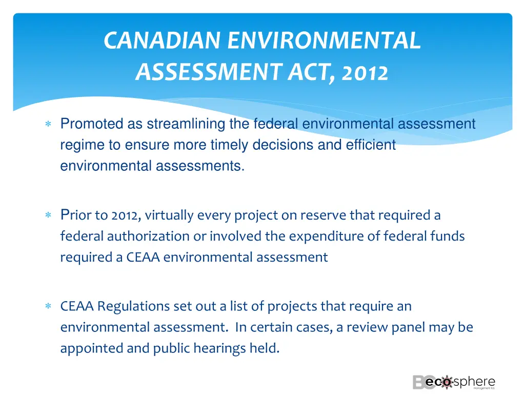 canadian environmental assessment act 2012