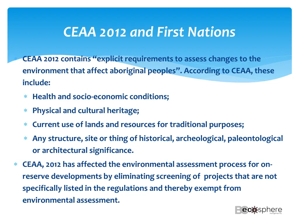 ceaa 2012 and first nations