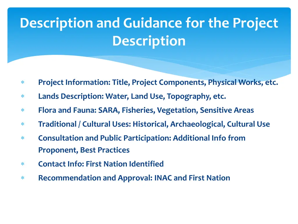 description and guidance for the project