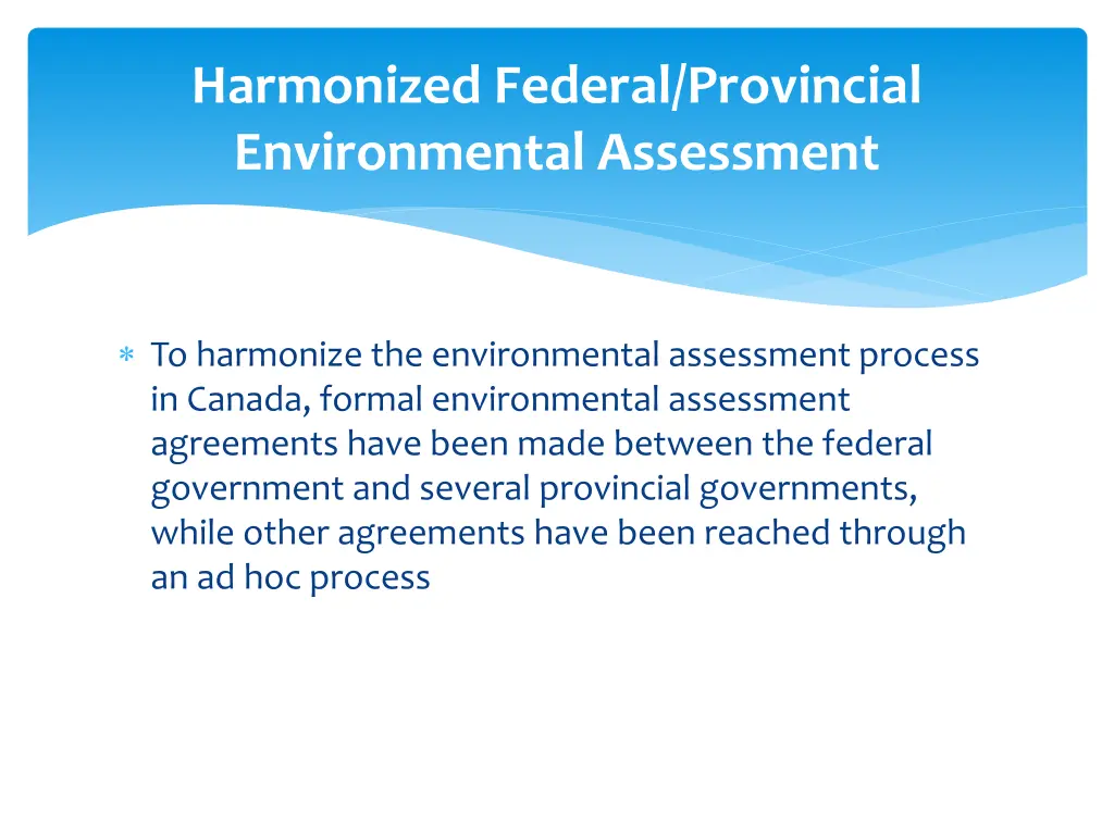 harmonized federal provincial environmental