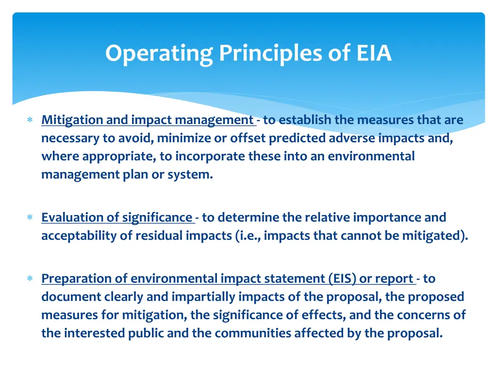 operating principles of eia 2