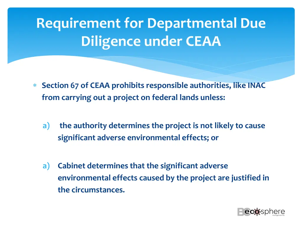 requirement for departmental due diligence under