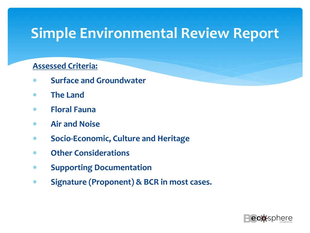 simple environmental review report