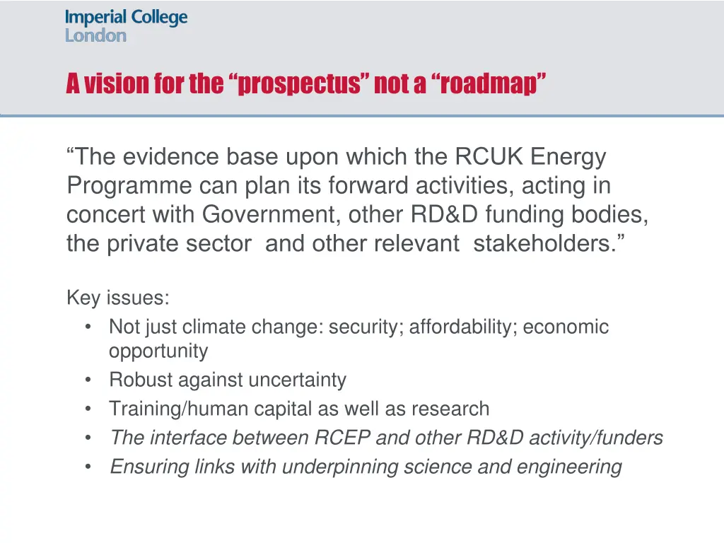 a vision for the prospectus not a roadmap
