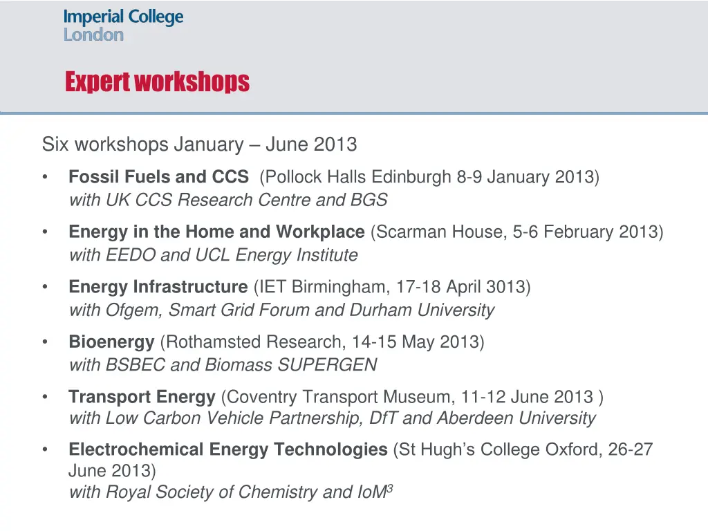 expert workshops