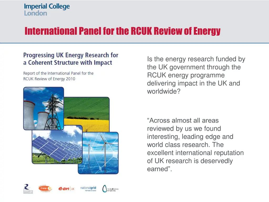 international panel for the rcuk review of energy