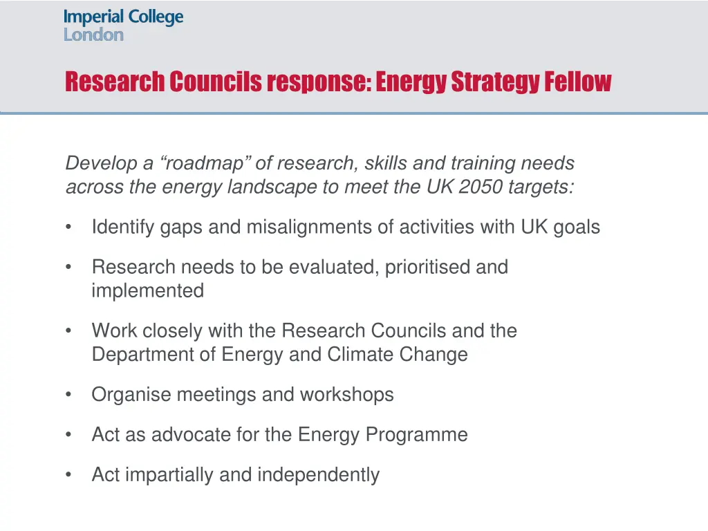 research councils response energy strategy fellow