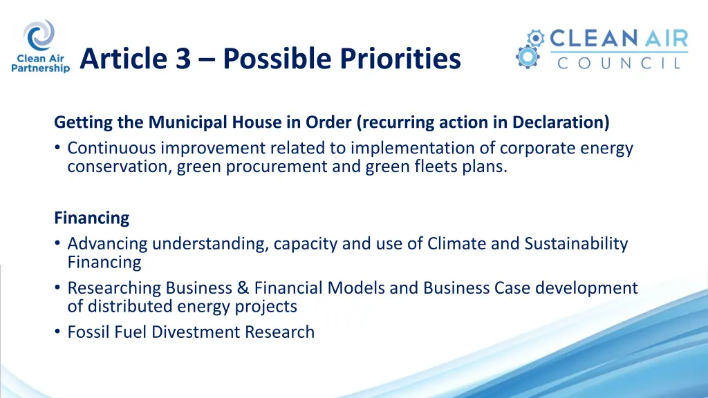 article 3 possible priorities