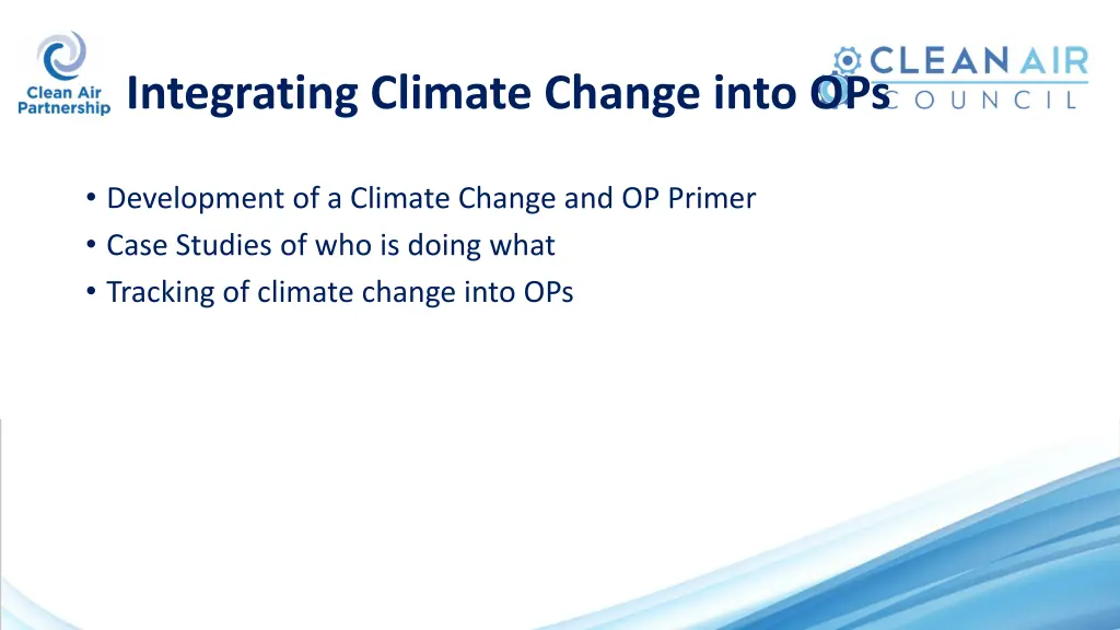 integrating climate change into ops
