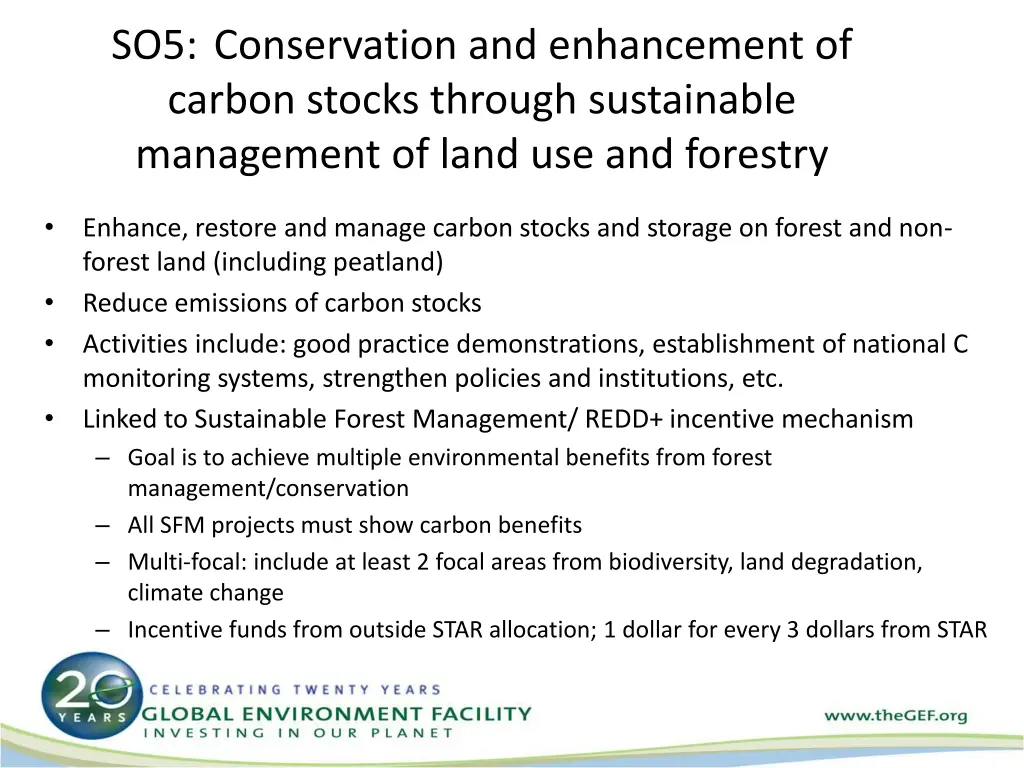 so5 conservation and enhancement of carbon stocks