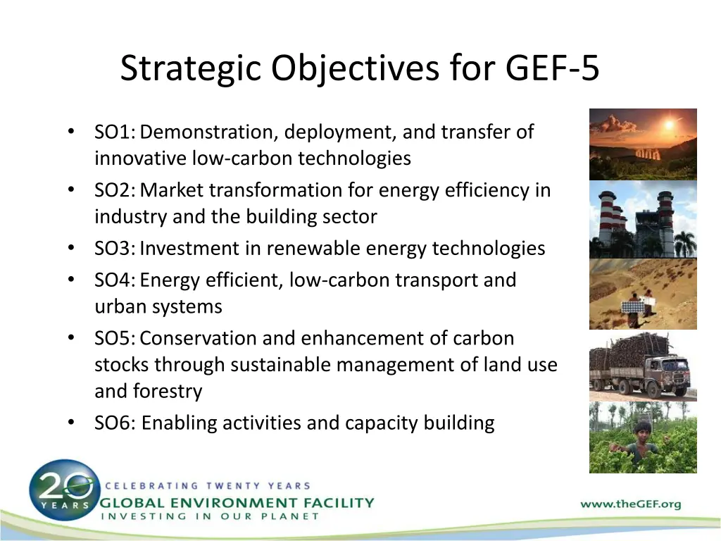 strategic objectives for gef 5