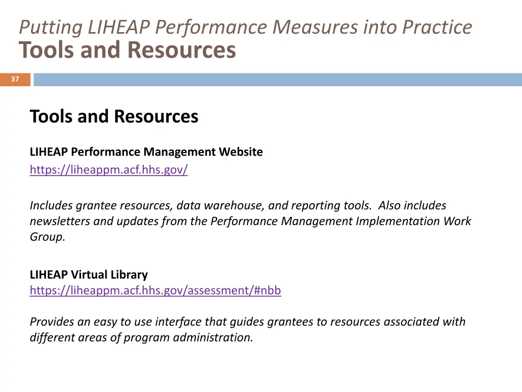 putting liheap performance measures into practice 11