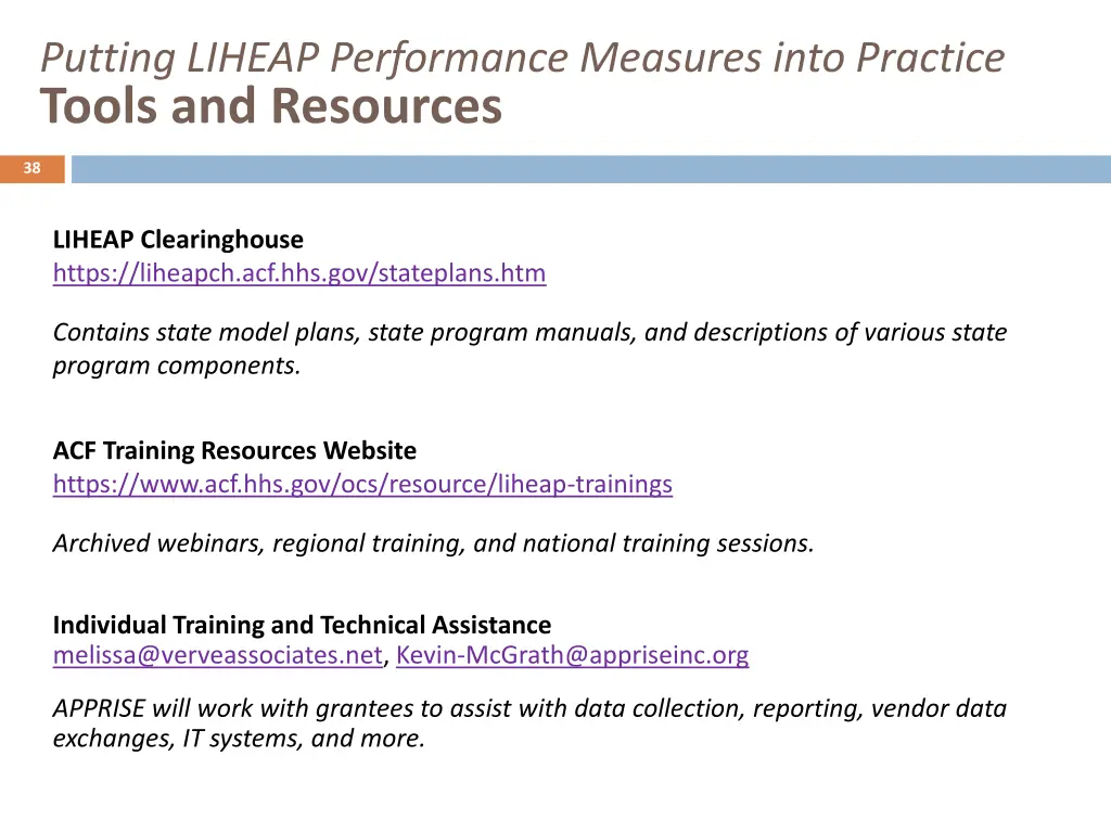 putting liheap performance measures into practice 12