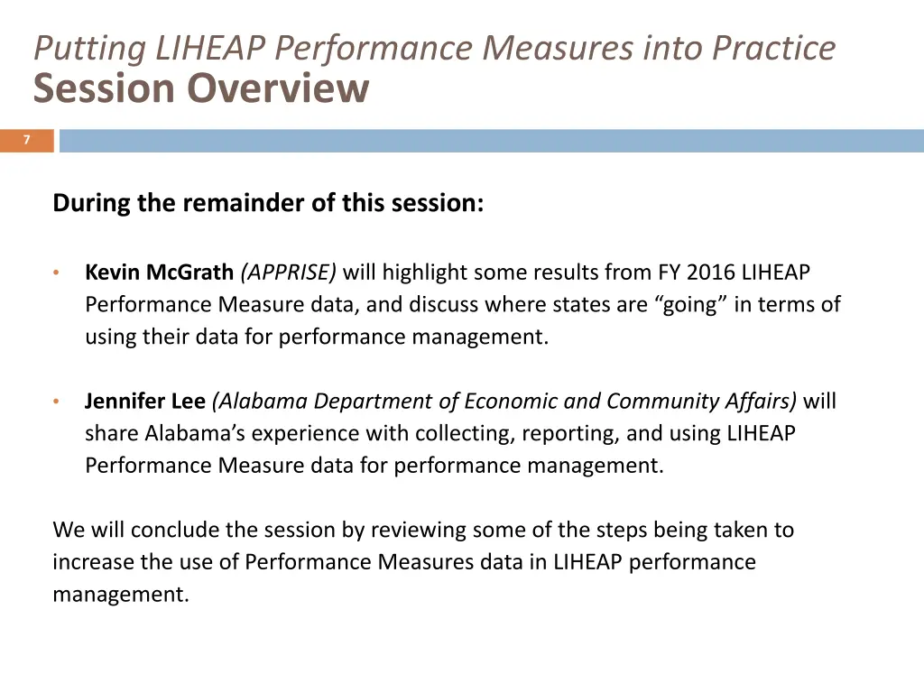putting liheap performance measures into practice 6