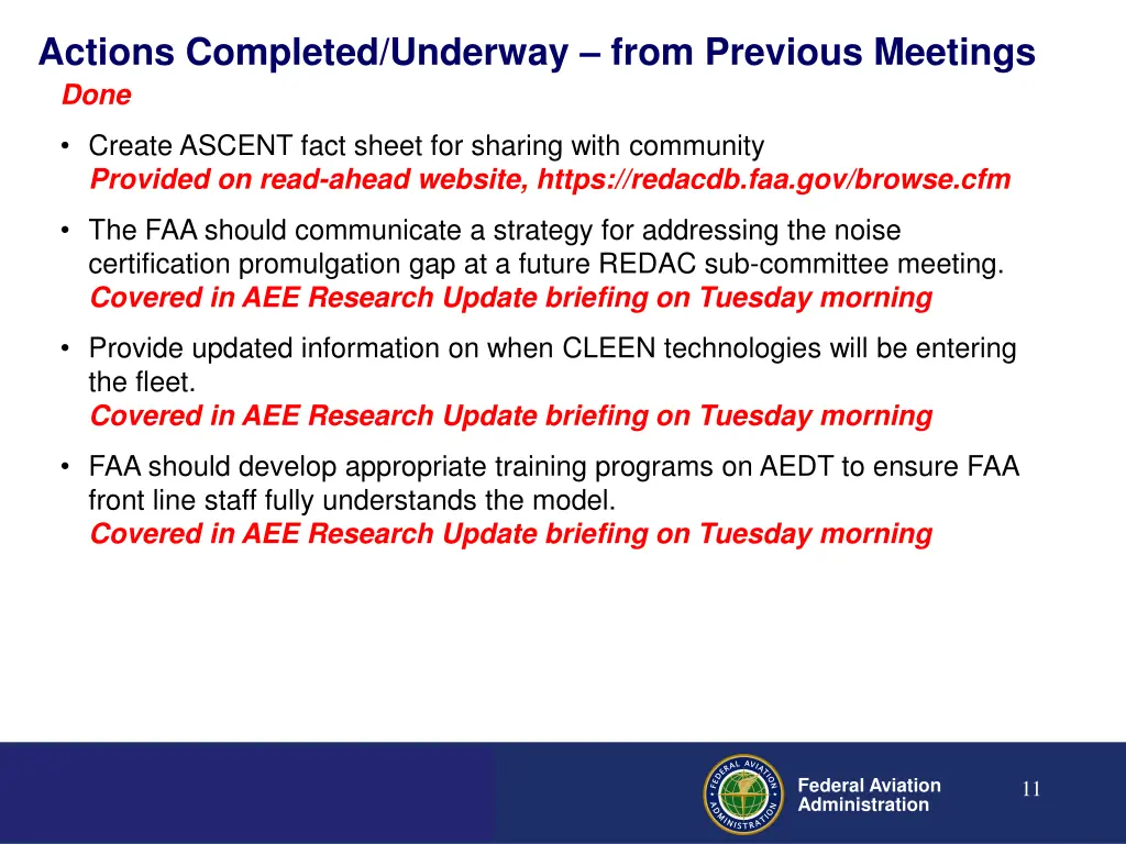 actions completed underway from previous meetings 1