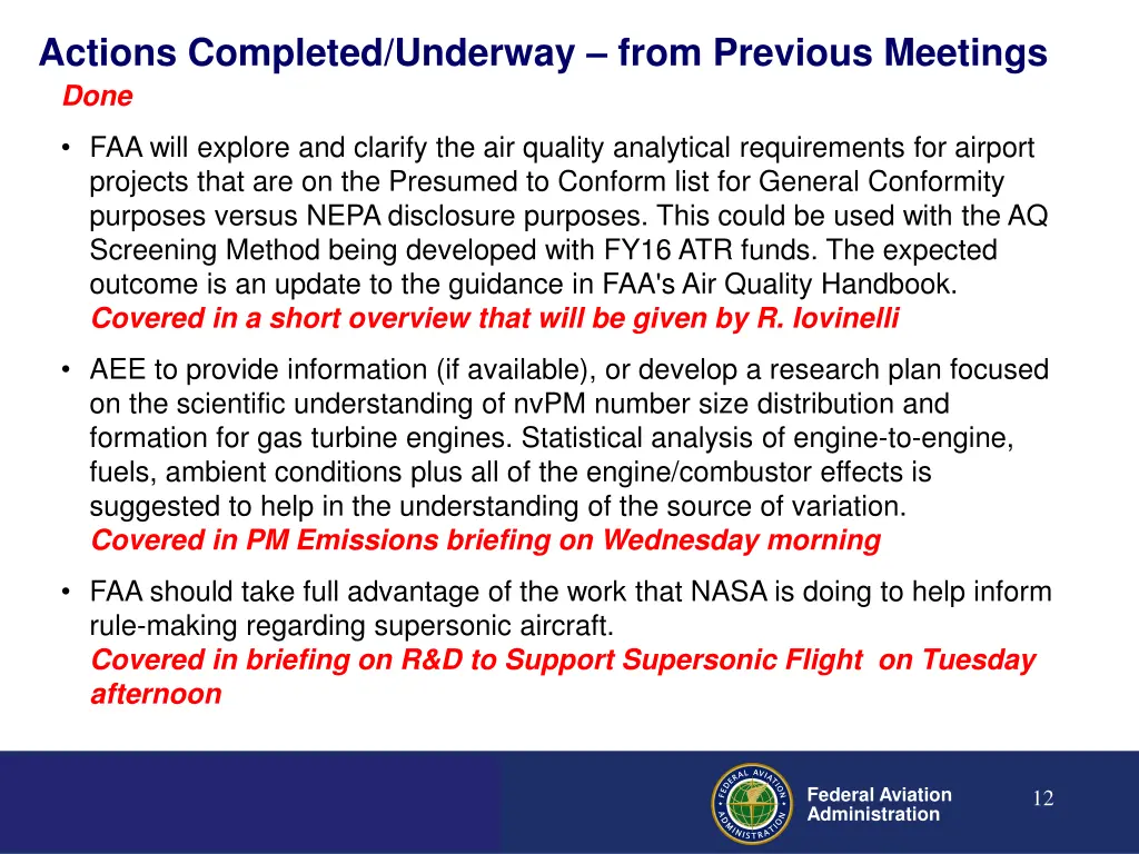 actions completed underway from previous meetings 2