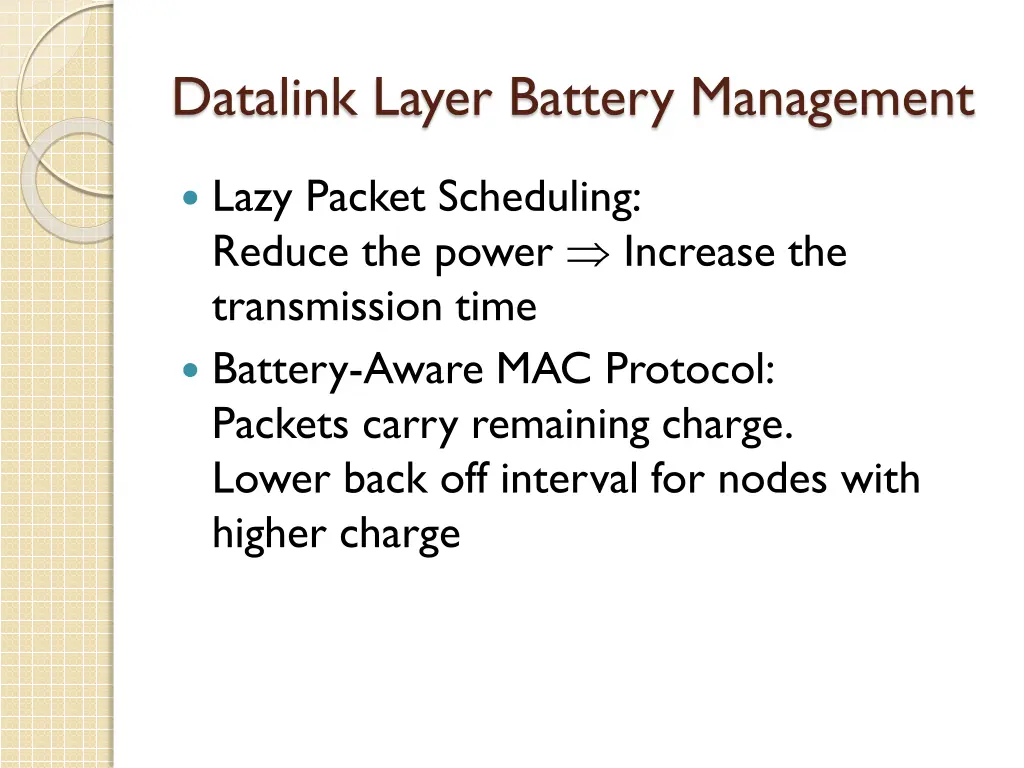 datalink layer battery management
