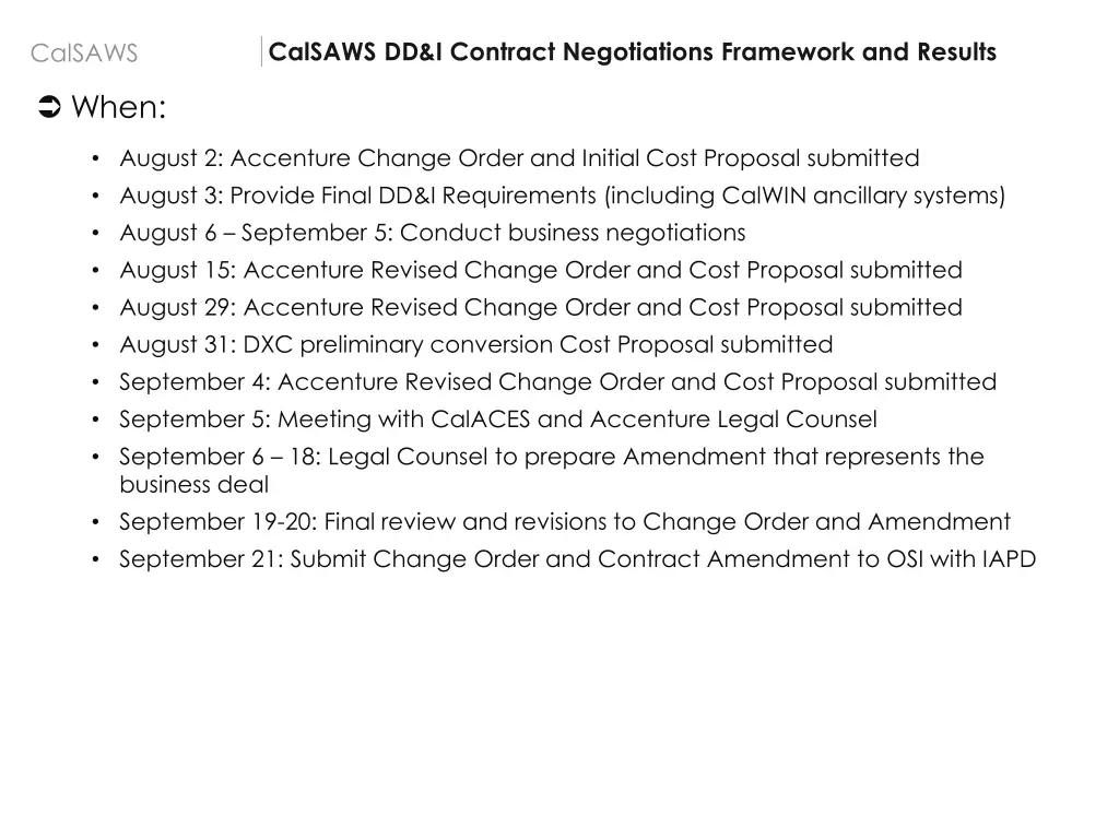 calsaws dd i contract negotiations framework