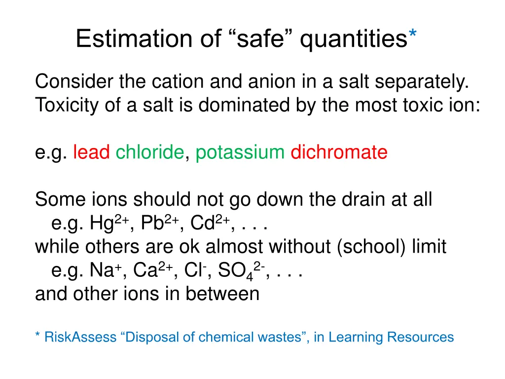 estimation of safe quantities
