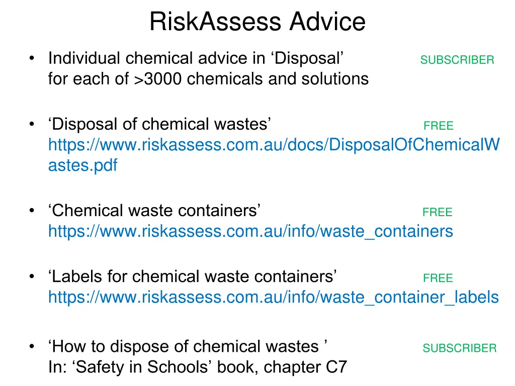 riskassess advice