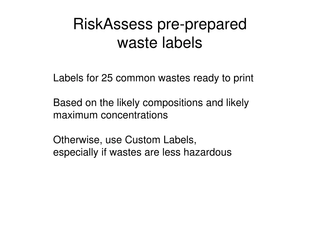 riskassess pre prepared waste labels