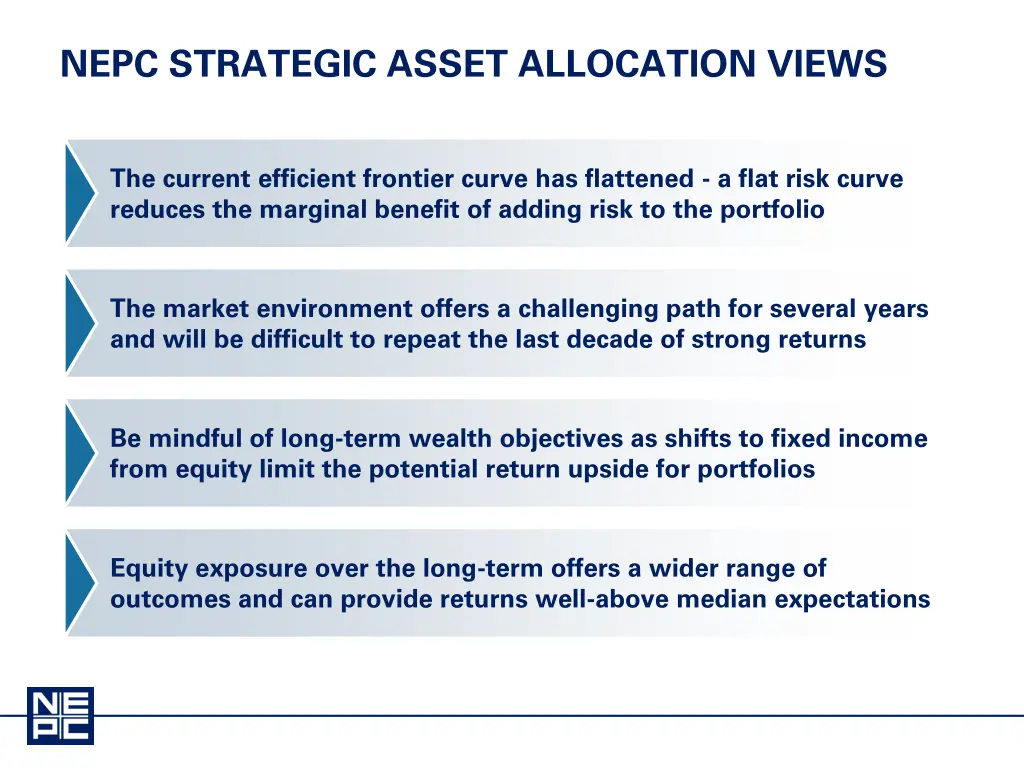 nepc strategic asset allocation views