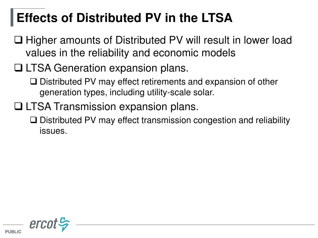 effects of distributed pv in the ltsa