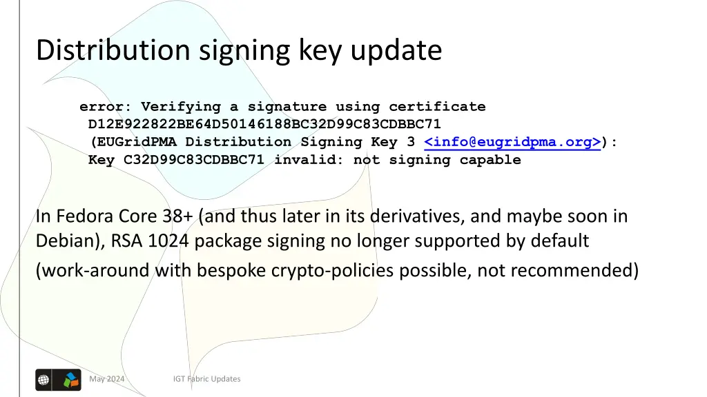 distribution signing key update