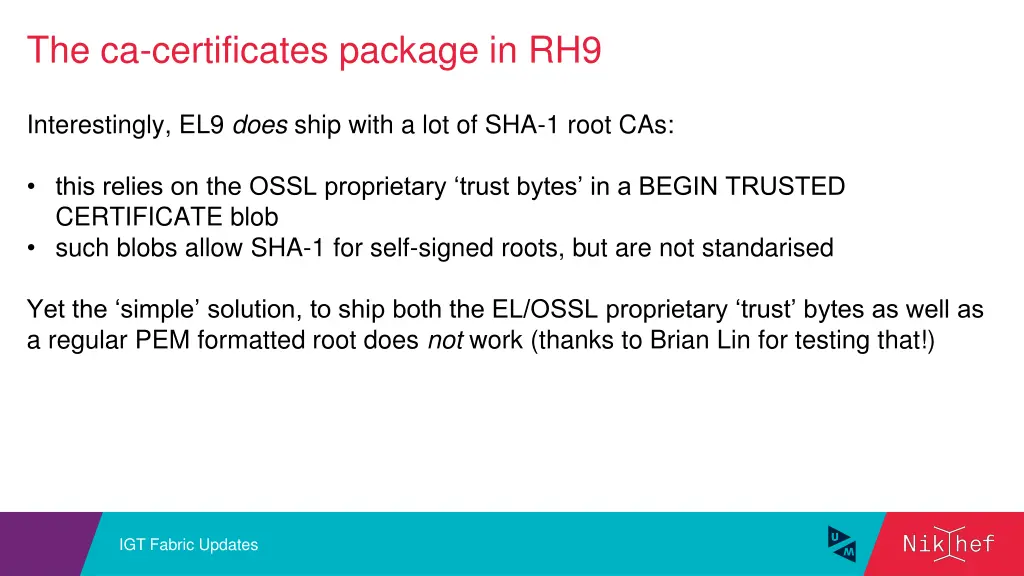 the ca certificates package in rh9