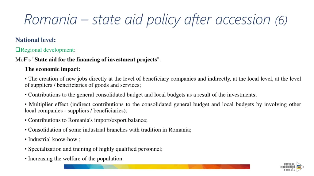 romania state aid policy after accession 6