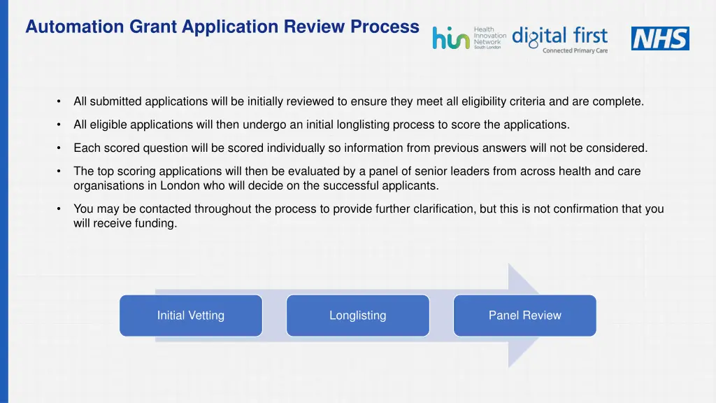 automation grant application review process
