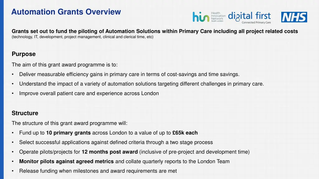 automation grants overview