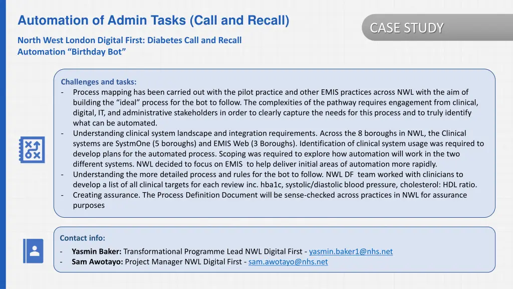 automation of admin tasks call and recall 1