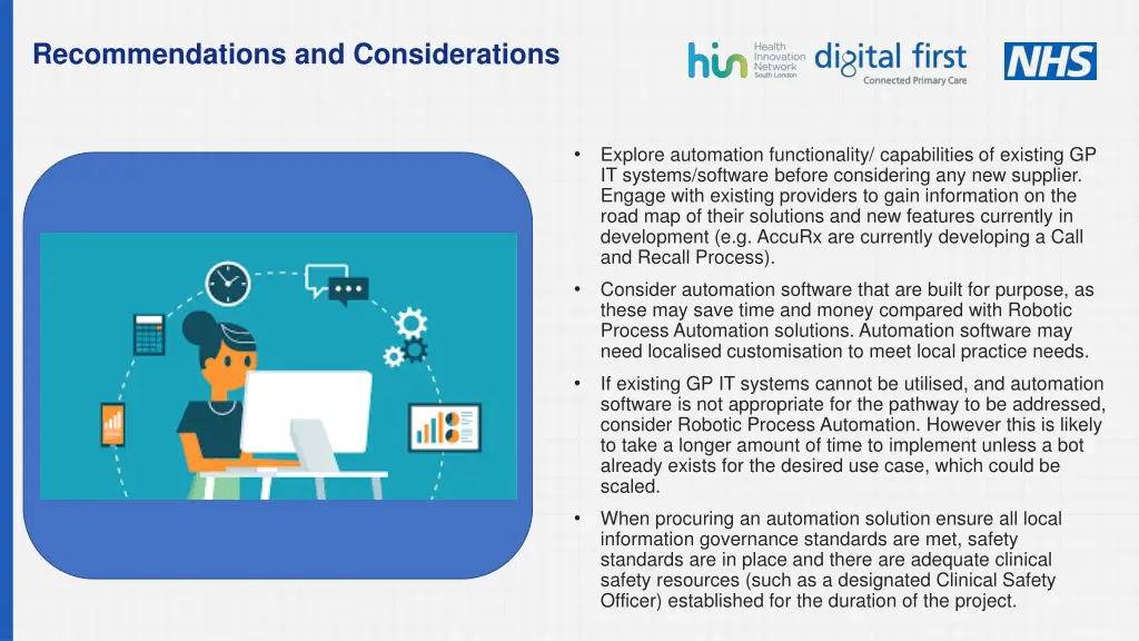 recommendations and considerations
