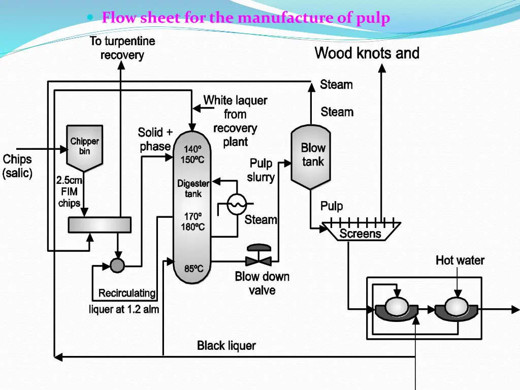 flow sheet for the manufacture of pulp