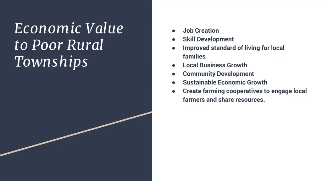 economic value to poor rural townships