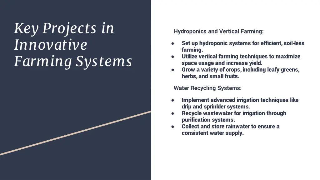 key projects in innovative farming systems 1