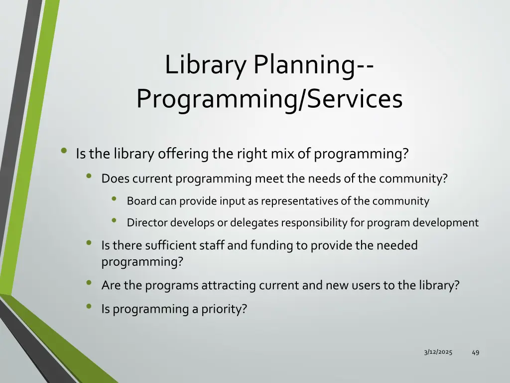 library planning programming services