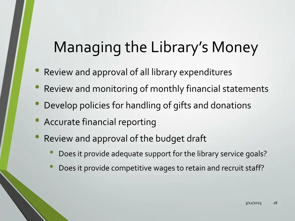 managing the library s money review and approval