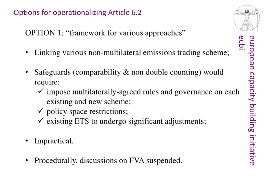 options for operationalizing article 6 2