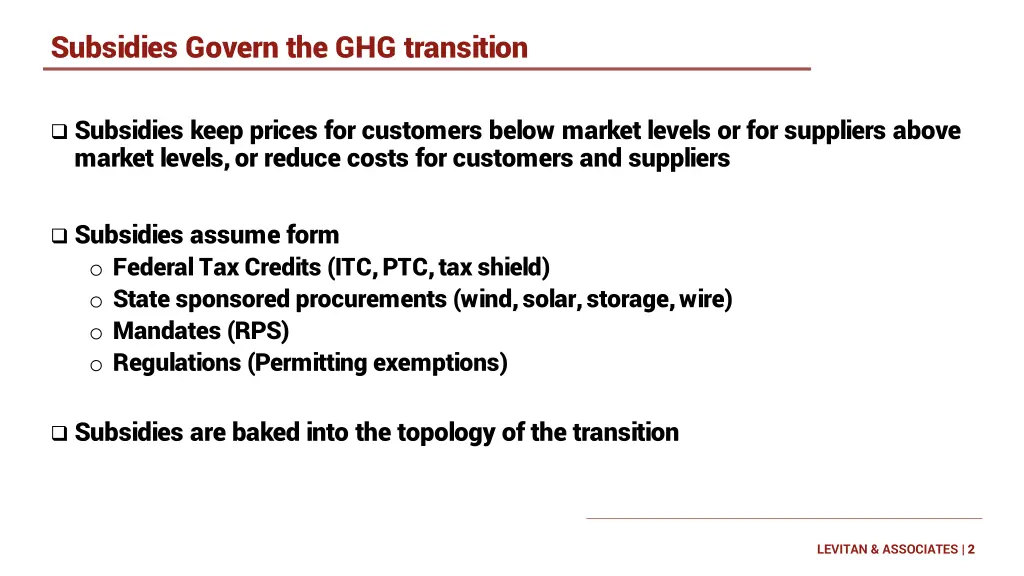 subsidies govern the ghg transition