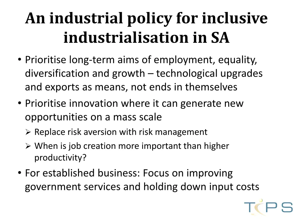 an industrial policy for inclusive