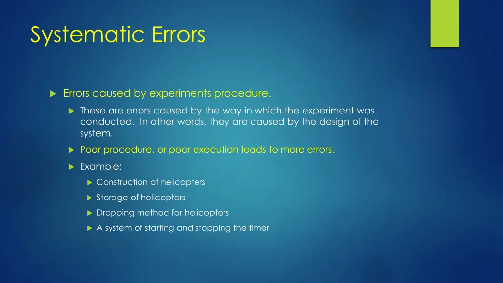 systematic errors