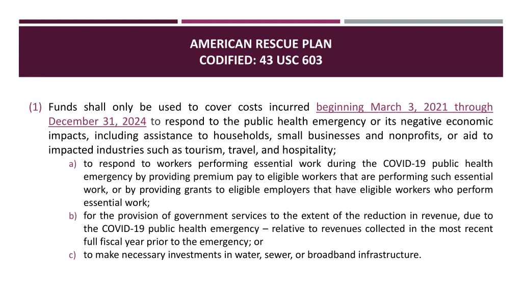 american rescue plan codified 43 usc 603